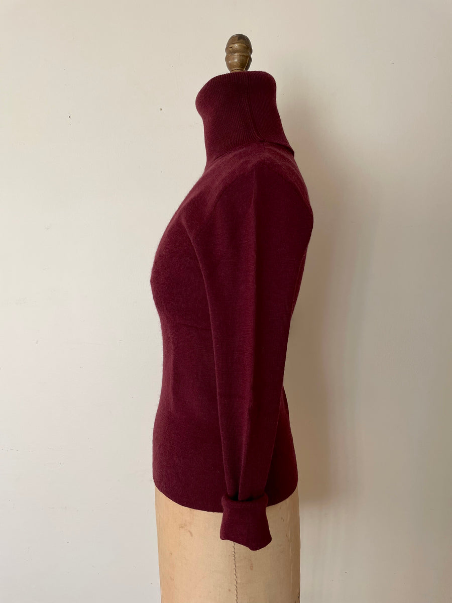80's Maroon Turtleneck Sweater - Size Small