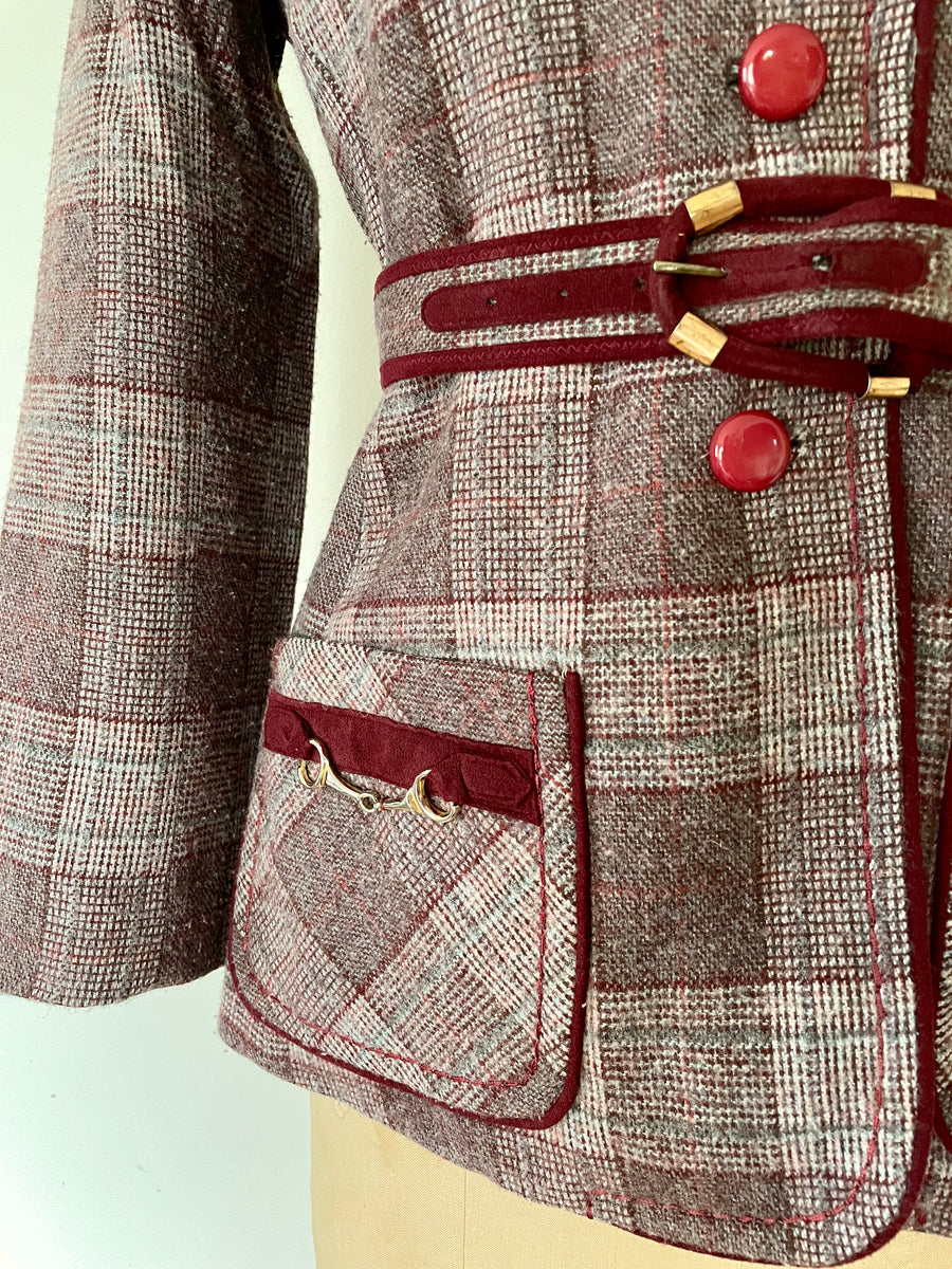 1970's Lilli Ann Plaid Blazer Jacket - Size M