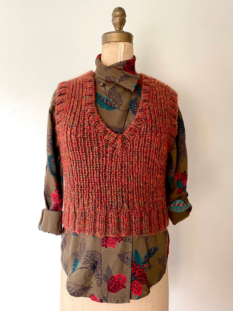 70's Speckled Knit Sweater Vest - Size M