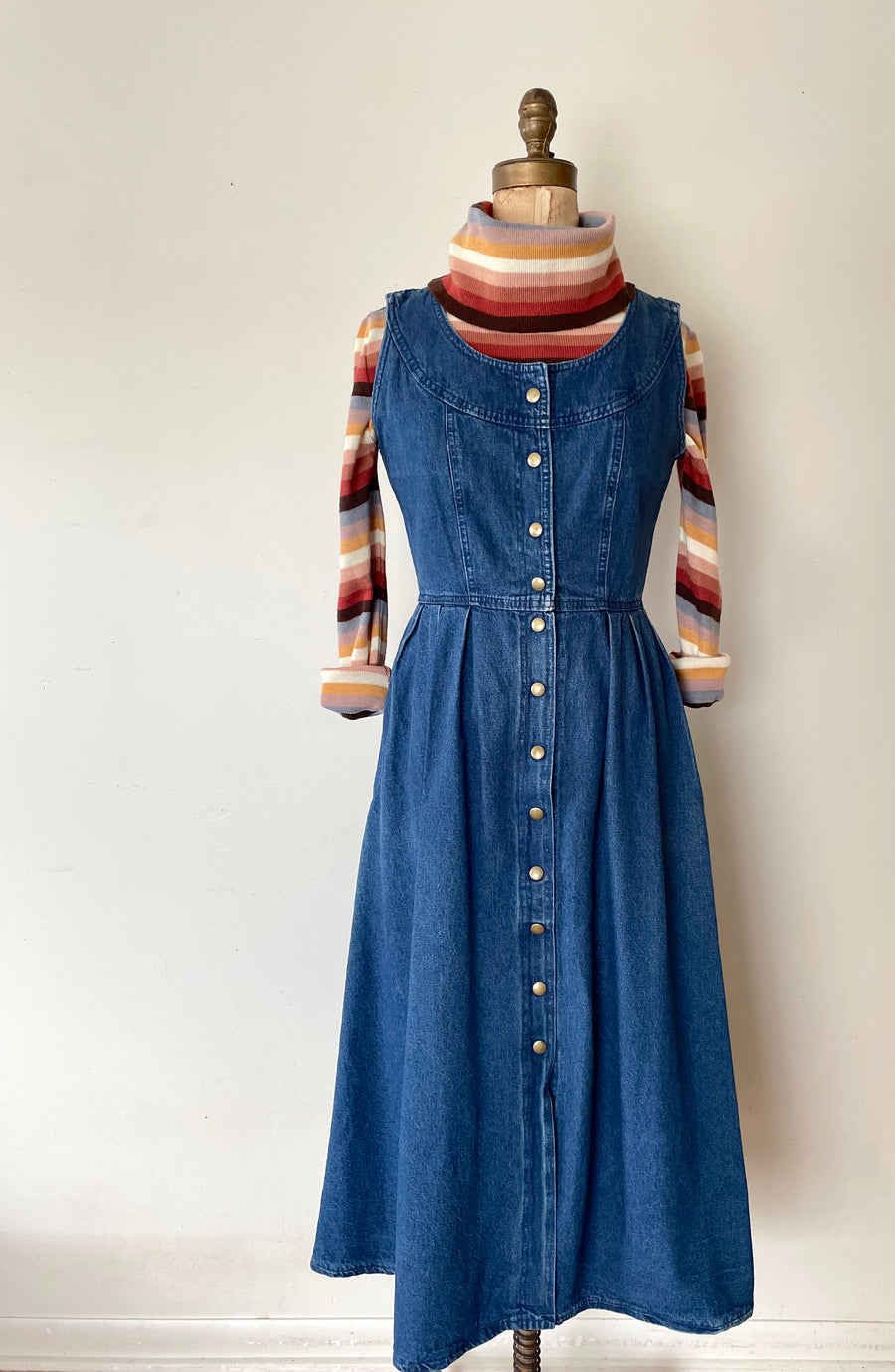 Vintage Denim Jumper Dress - Size S/M