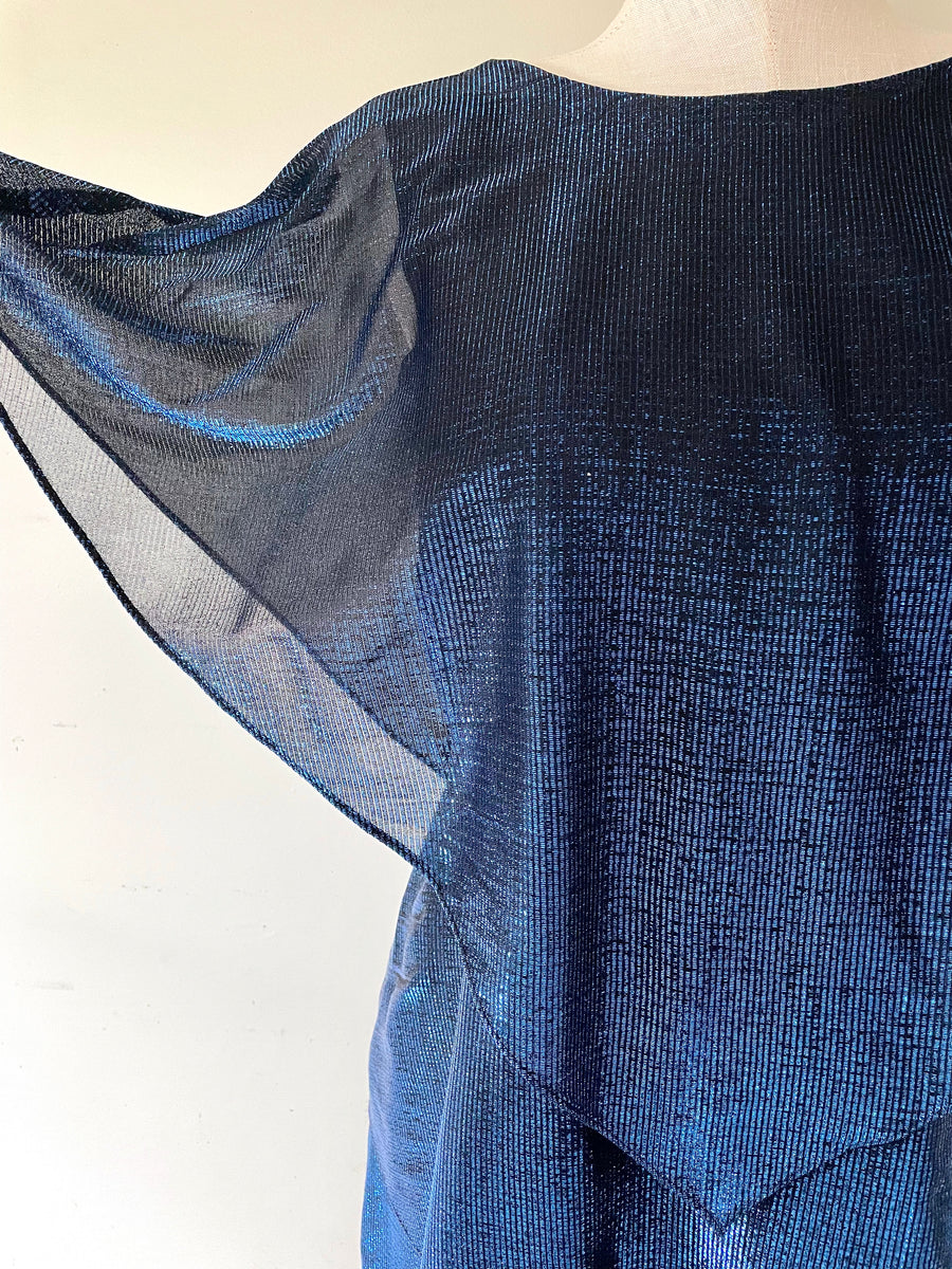 80's Electric Blue Lurex Dress - Size XL