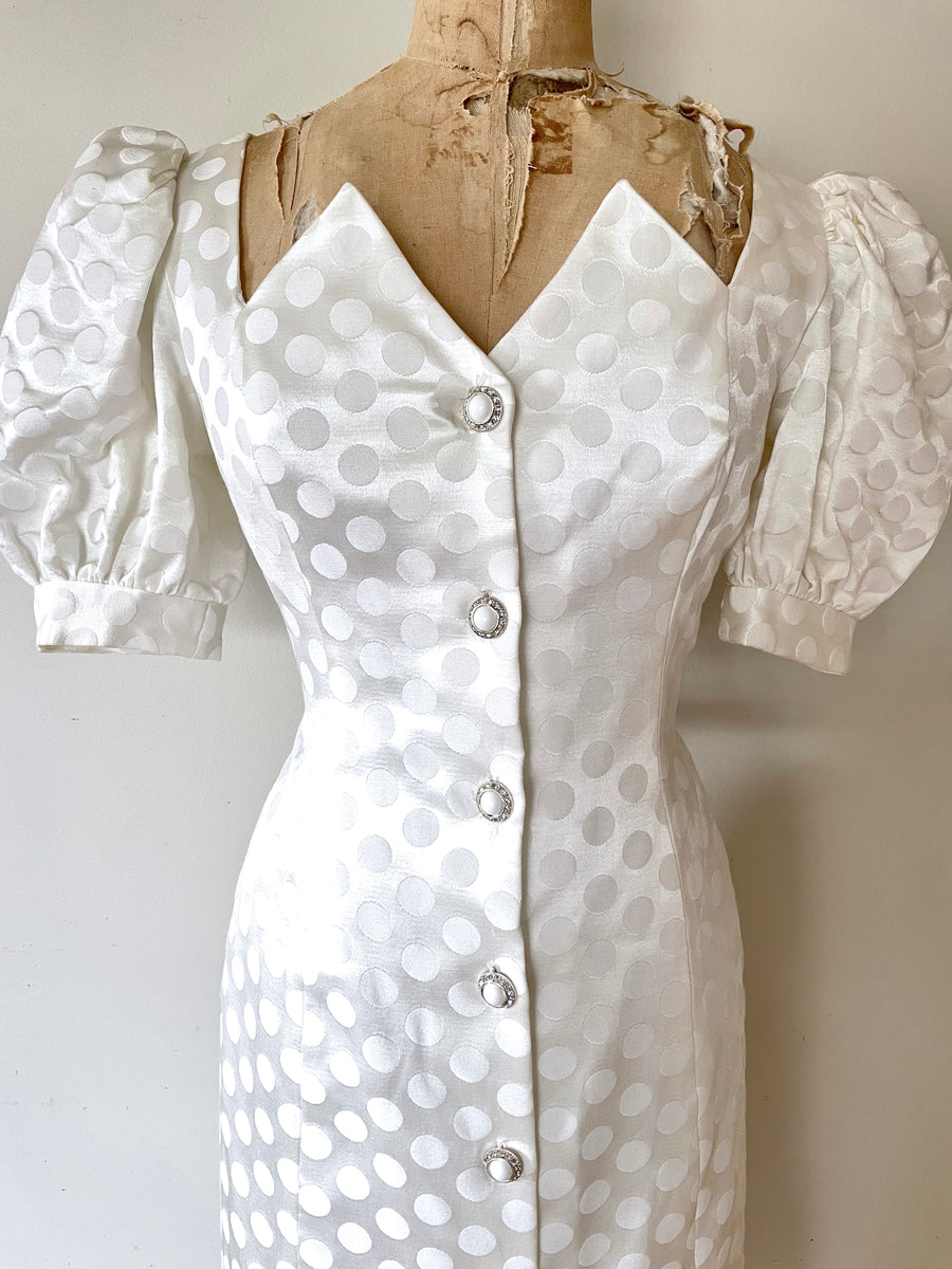 80's Polka Dot Dress by Victor Costa - Size M
