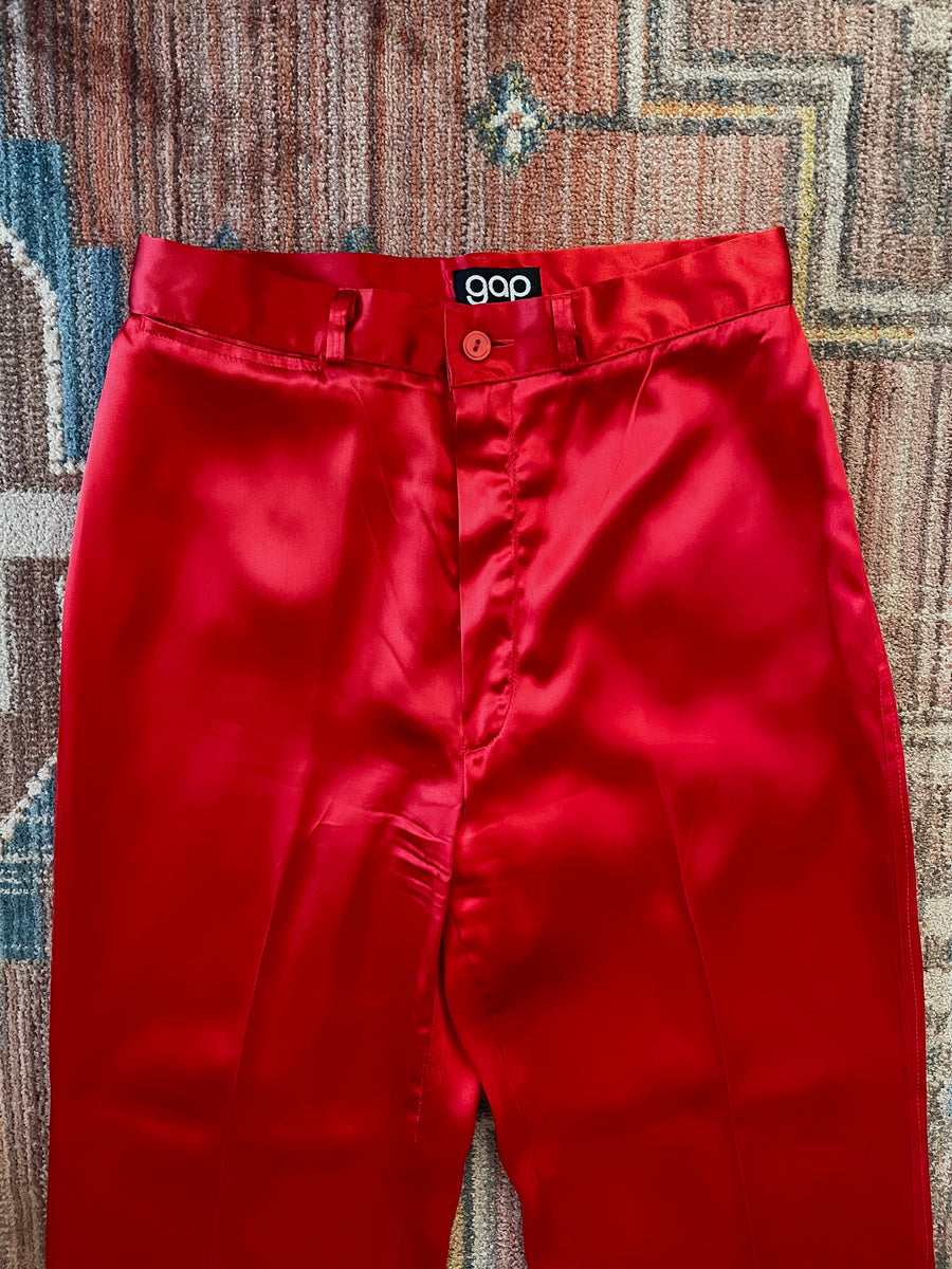 Vintage 70's Red Satin Pants - 27