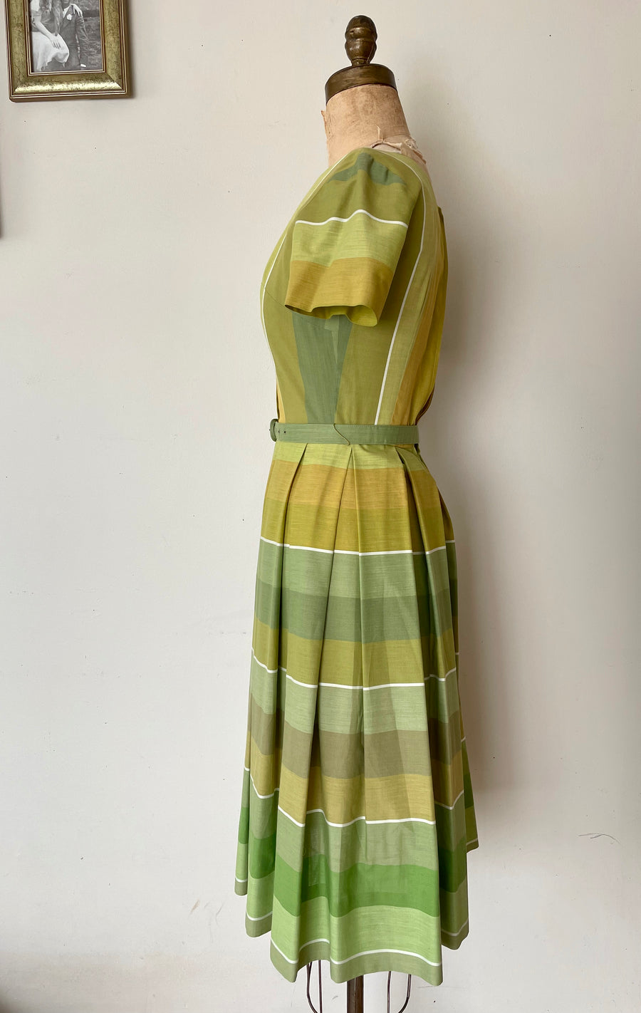1960's Green Plaid Dress - 24