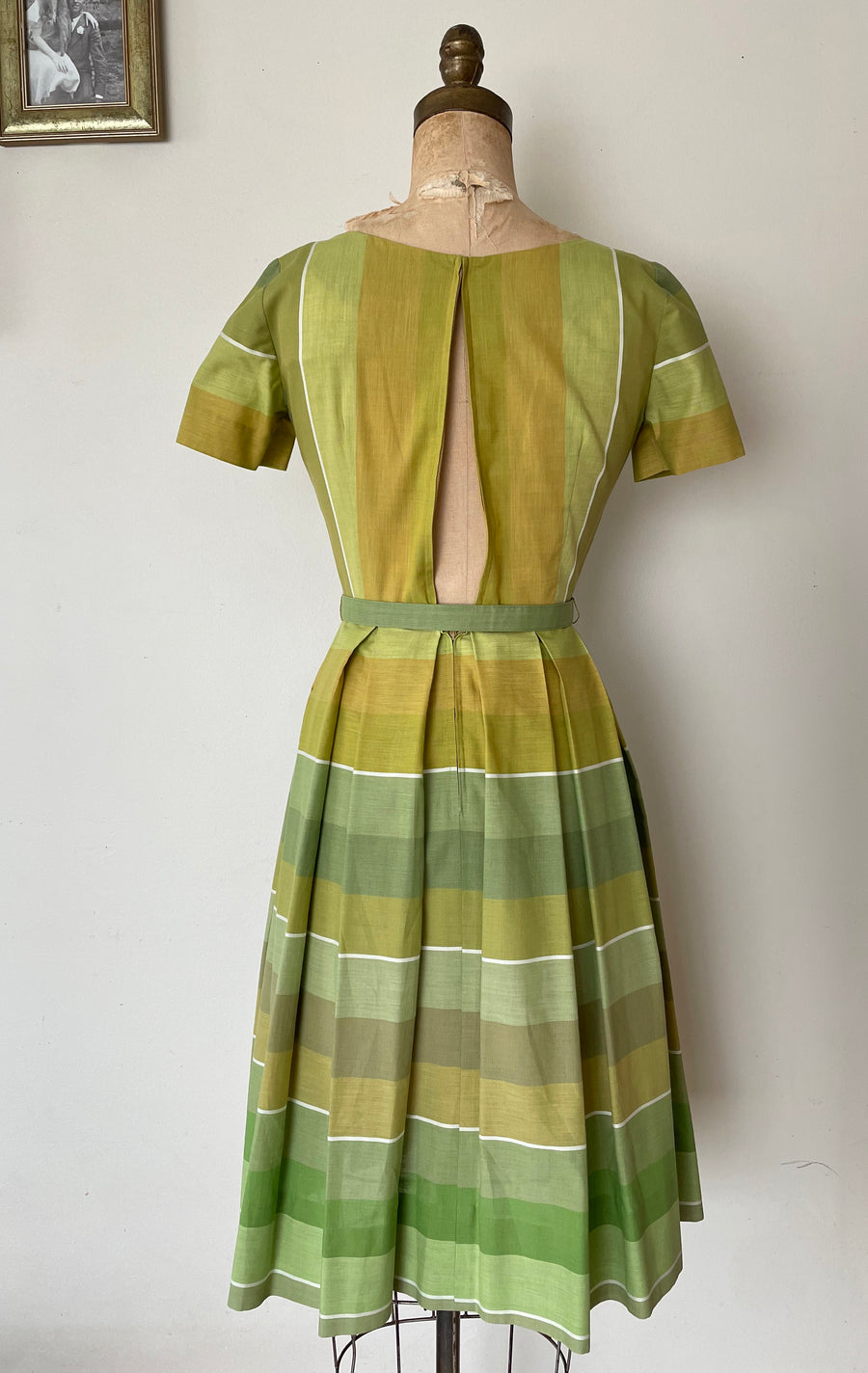 1960's Green Plaid Dress - 24