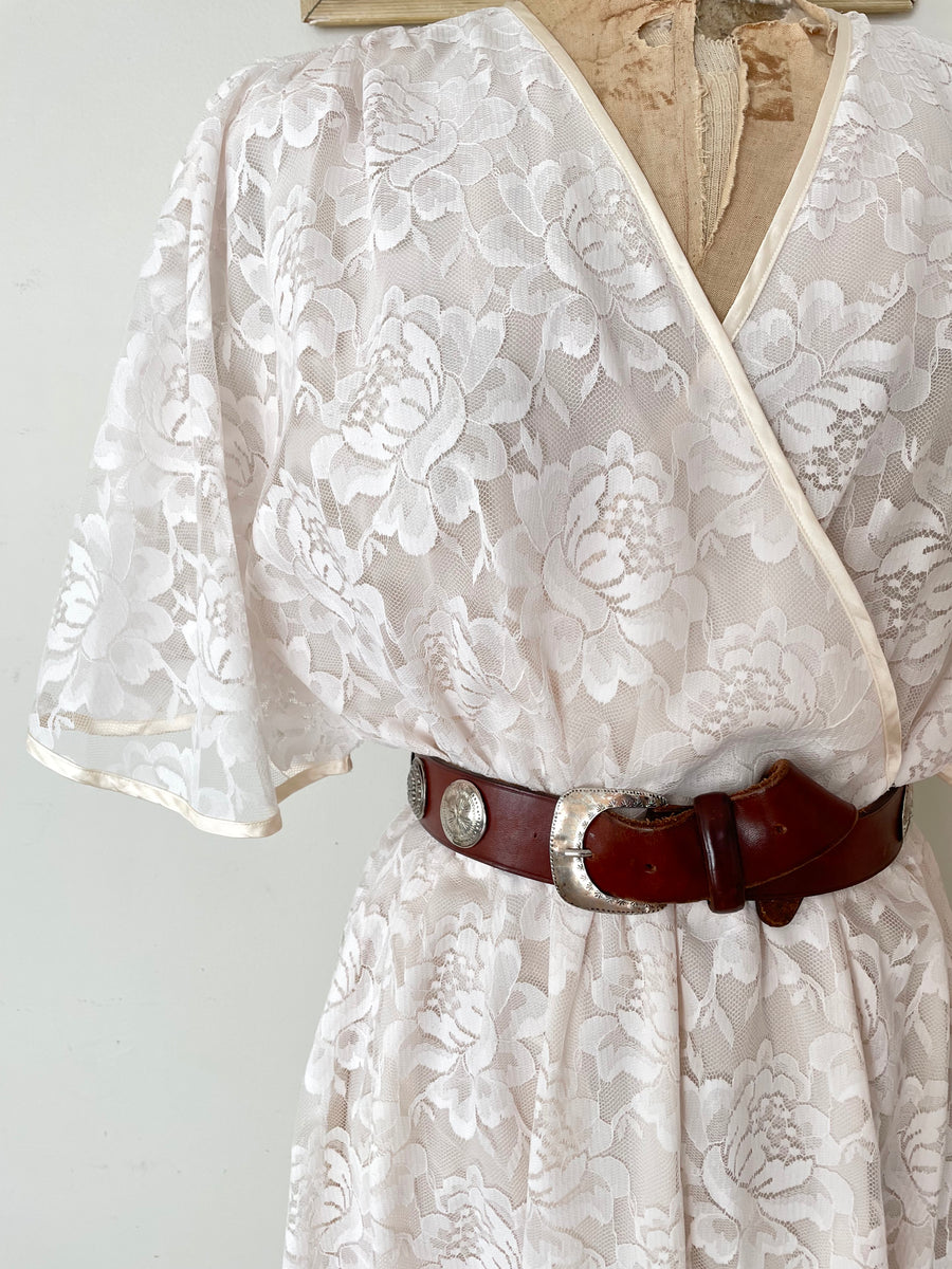 80's Lace Halston Dress - Size M/L