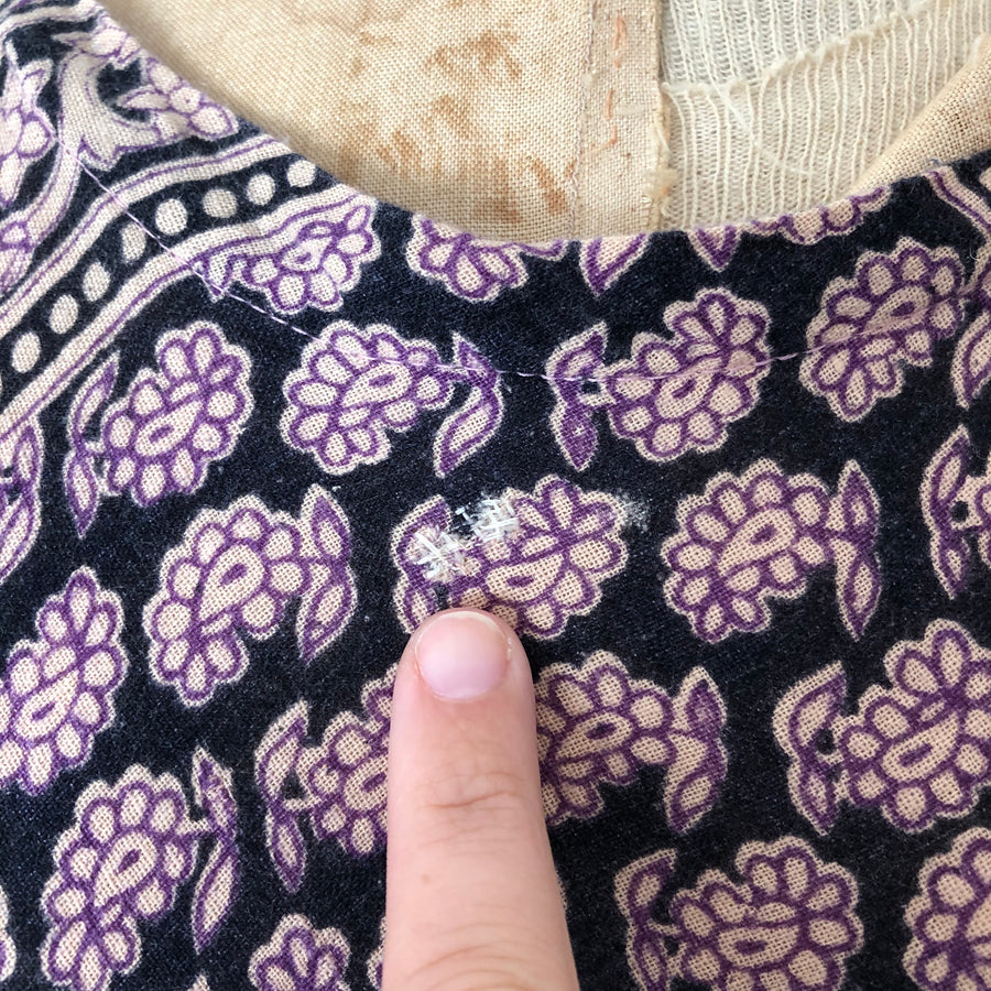 Vintage Indian Cotton Block Print Bohemian Dress