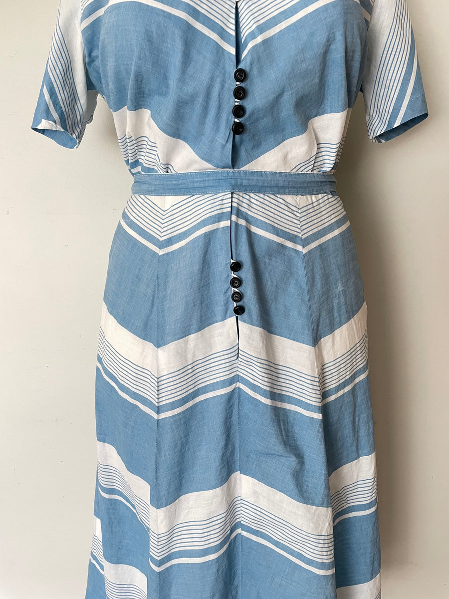 40's/50's Striped Cotton Dress - Bust 44