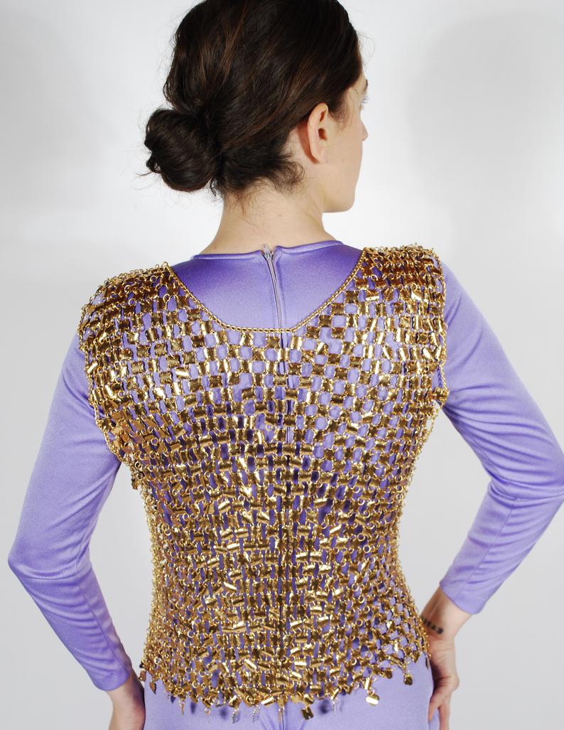 1970's Gold Chainmail Vest - Paco Rabanee Style Vest - Space Age Ves