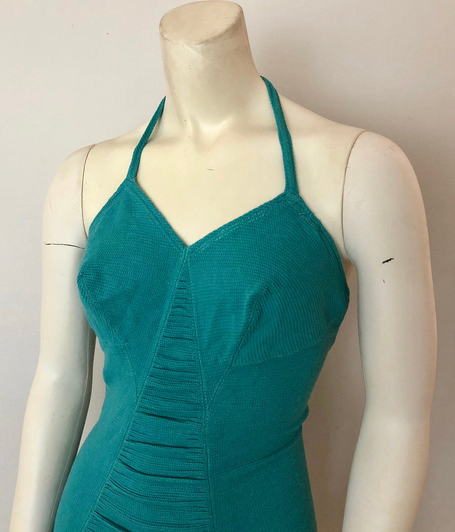 1940's Jantzen Swimsuit - 40's Teal One Piece Swimwear - Size XS