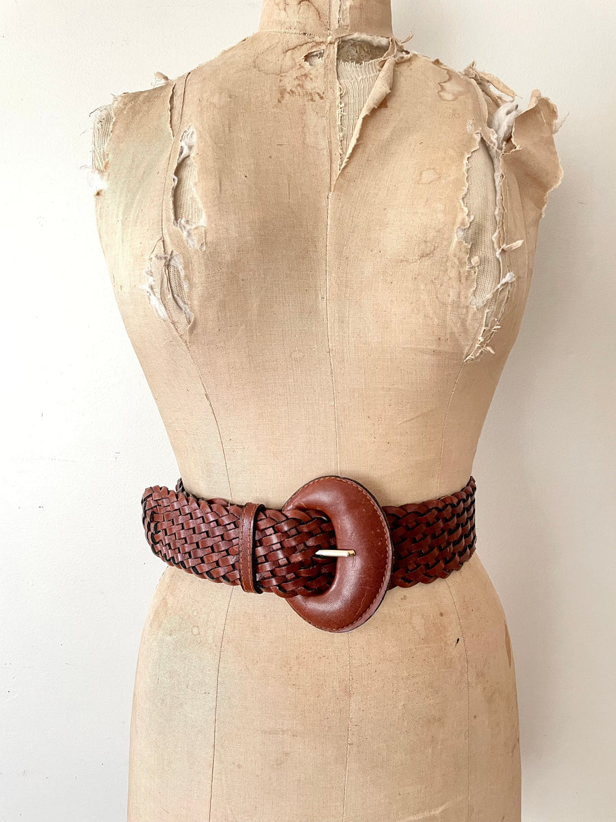 Woven Leather Belt - Waist up to 30