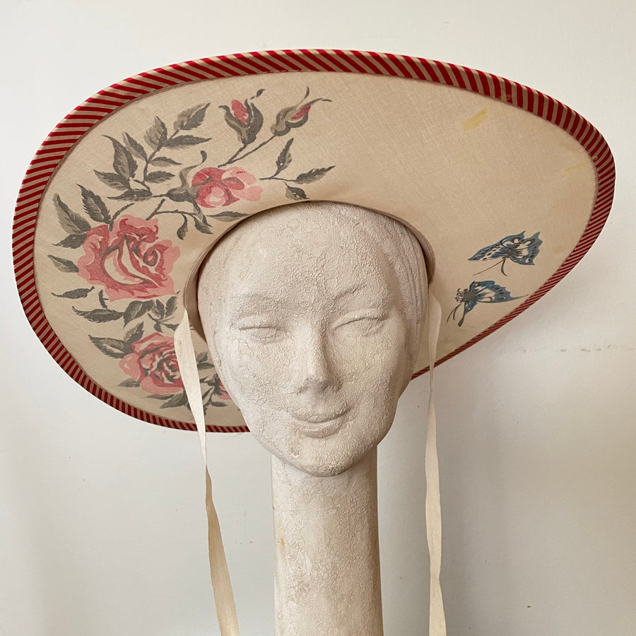 1940's Rose & Butterfly Sun Hat