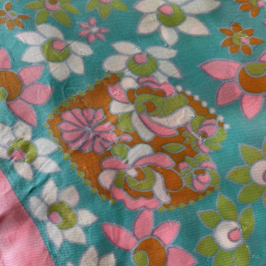 1970's Pink Floral Scarf