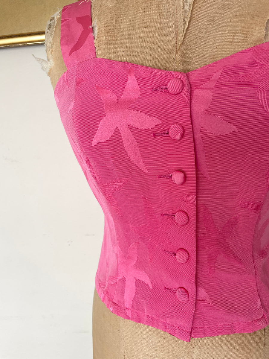 80's Pink Starfish Bustier Crop Top - Size Small