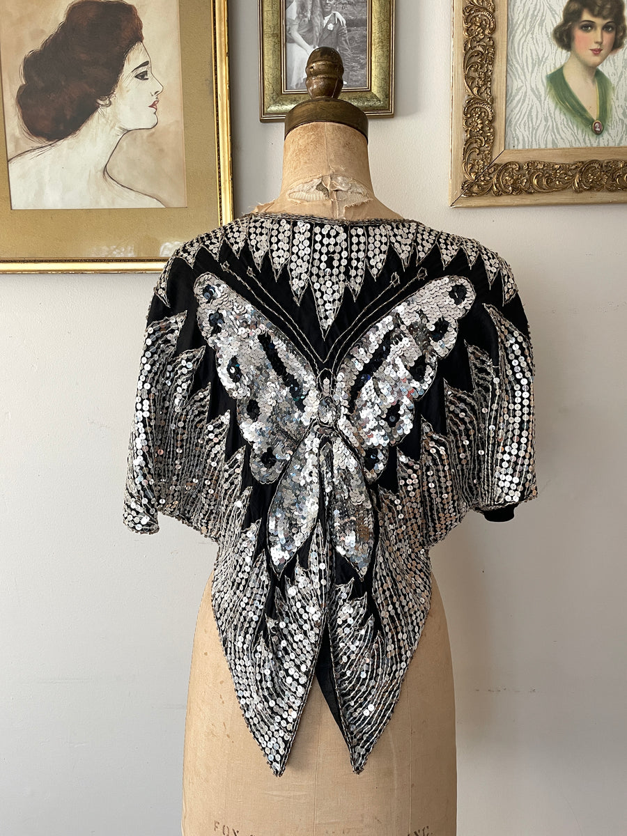 70's Sequin Butterfly Top - Size S/M