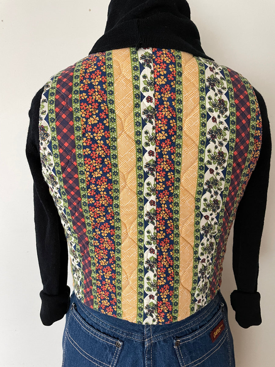 1970's Quilted Patchwork Reversible Vest - Size Small
