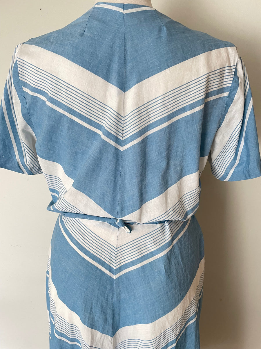 40's/50's Striped Cotton Dress - Bust 44