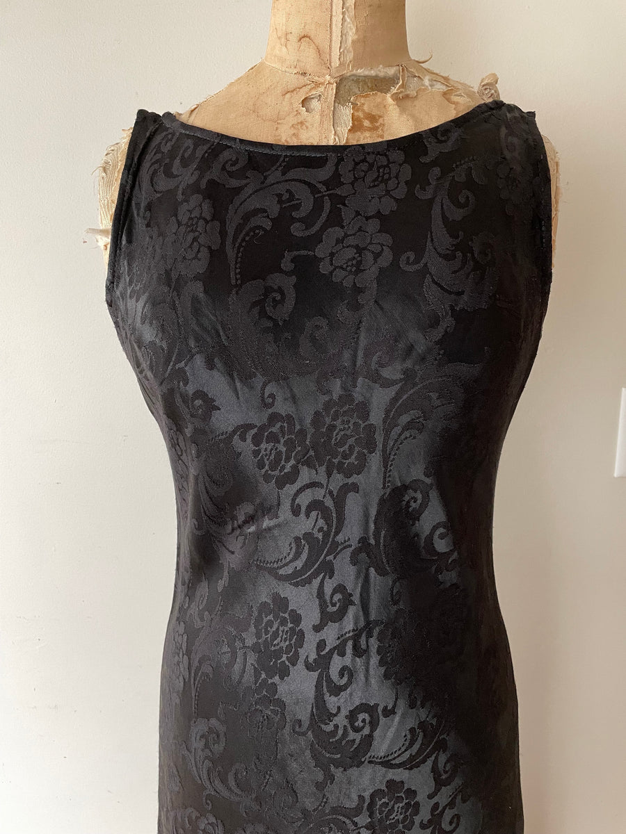 90's Chic Open-Back Embossed Dress - Size S/M/L