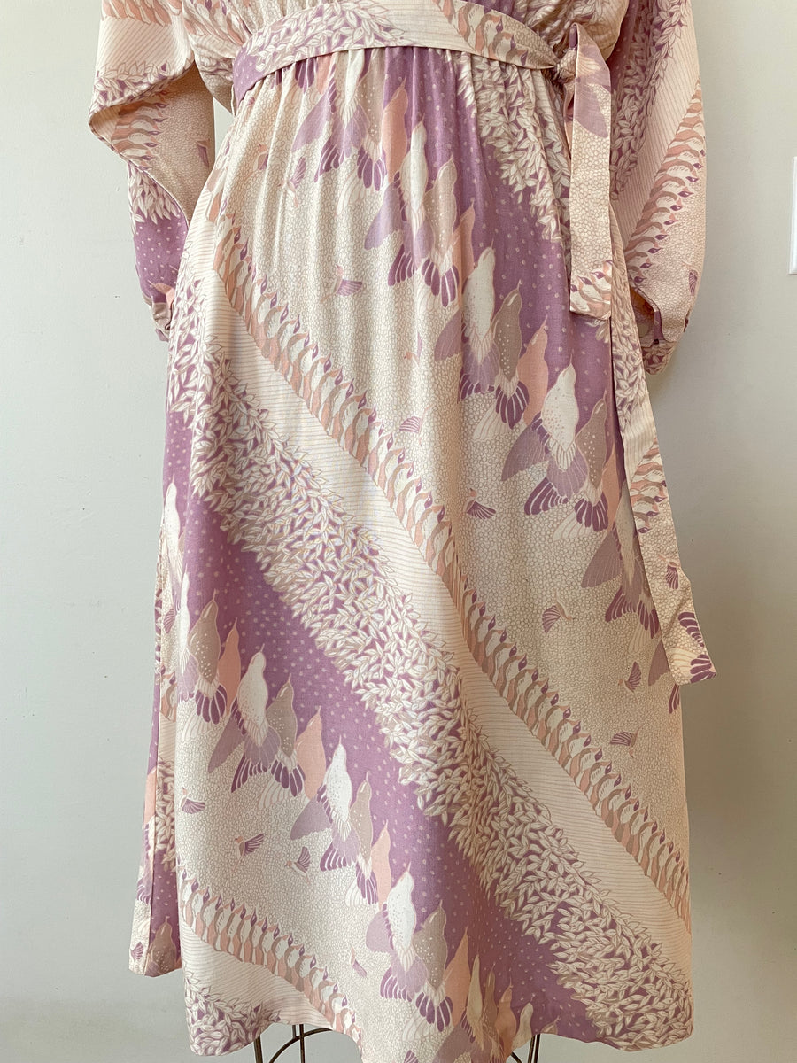 80's Hummingbird Print Dress - Size S/M