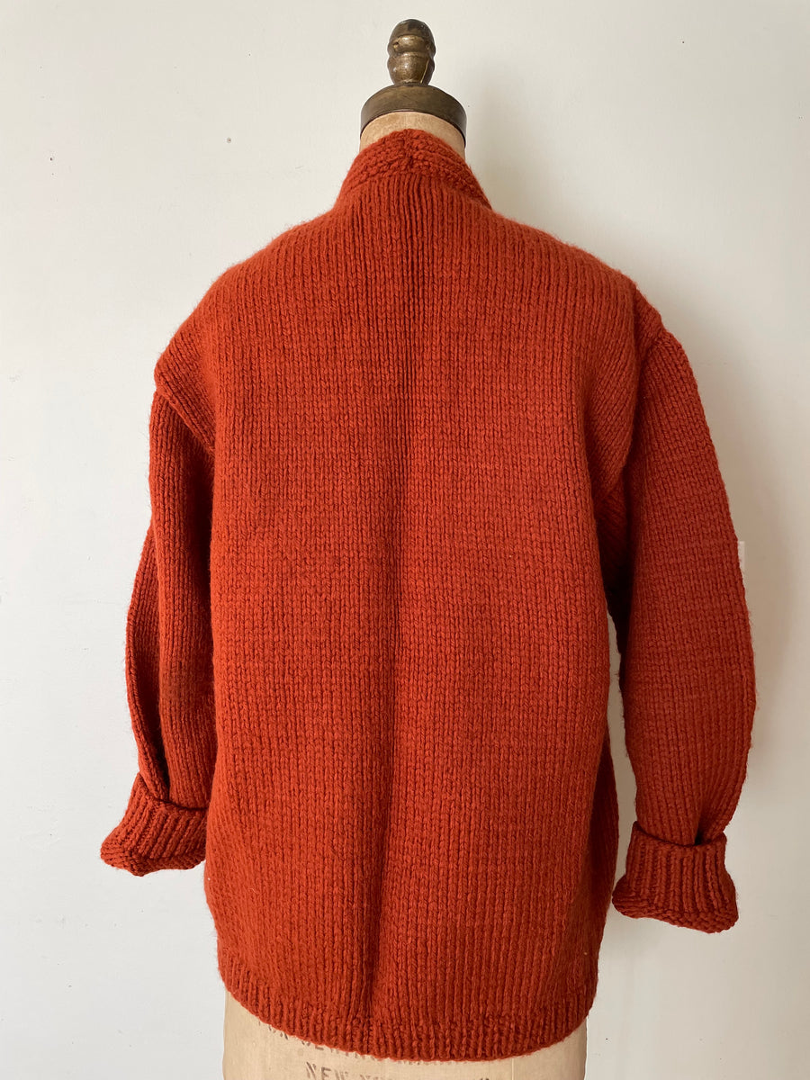 1960's Burnt Orange Knit Cardigan - Size M/L