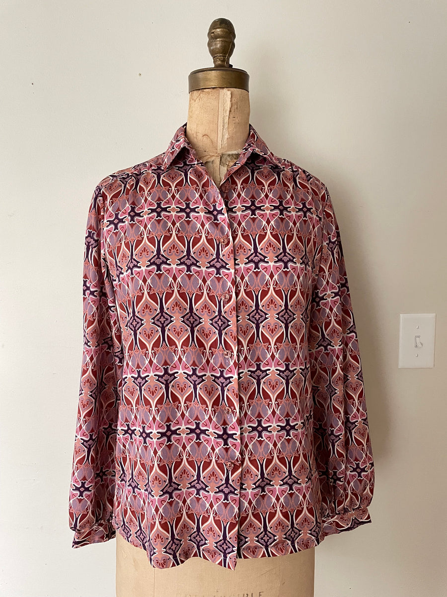 1970's Abstract Blouse - Size M/L